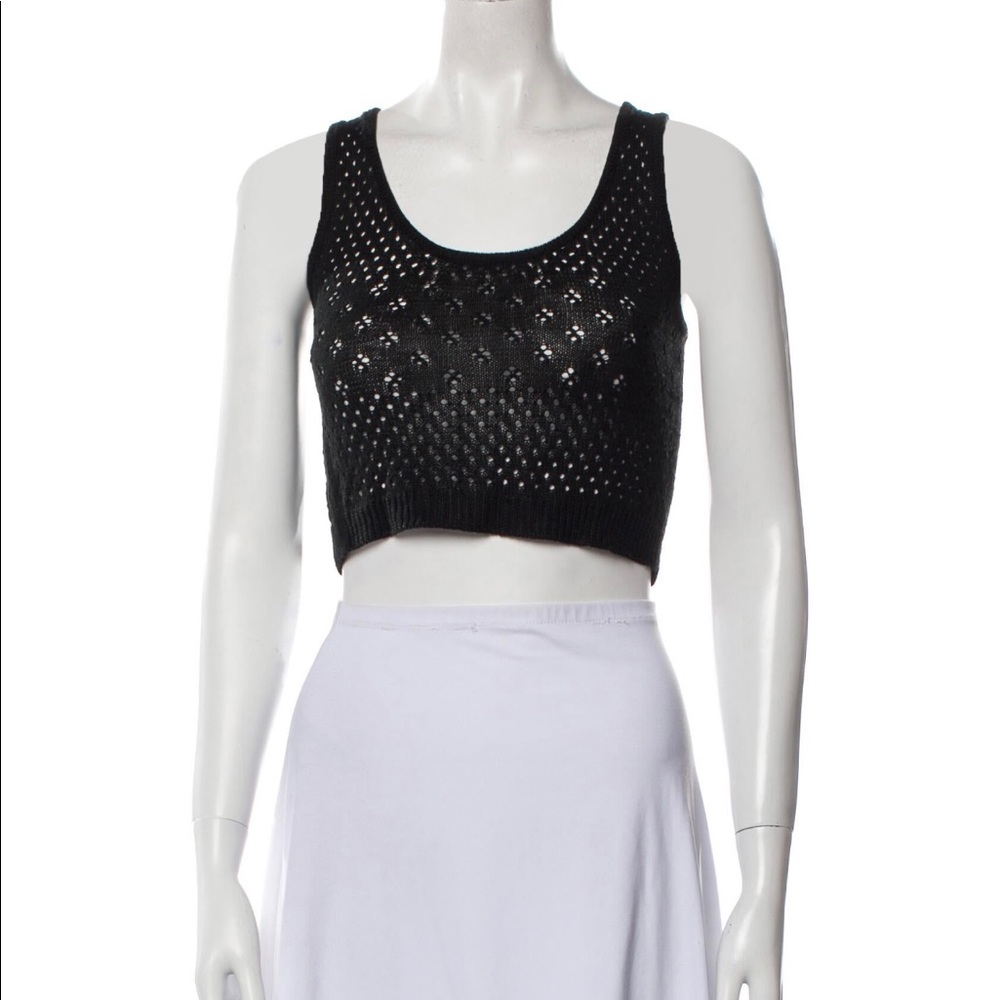 For Love & Lemons Black Cropped Knit Tank